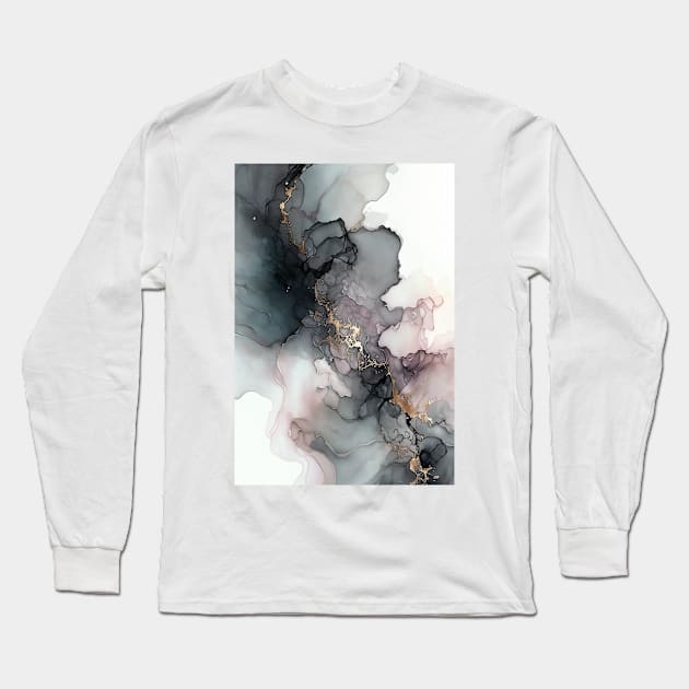 Smoky Dream - Abstract Alcohol Ink Art Long Sleeve T-Shirt by inkvestor